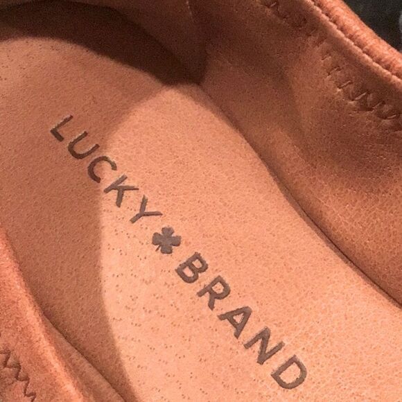 Lucky Brand Emmie Brown Leather Stretch Side Ballet Flats - Picture 15 of 16